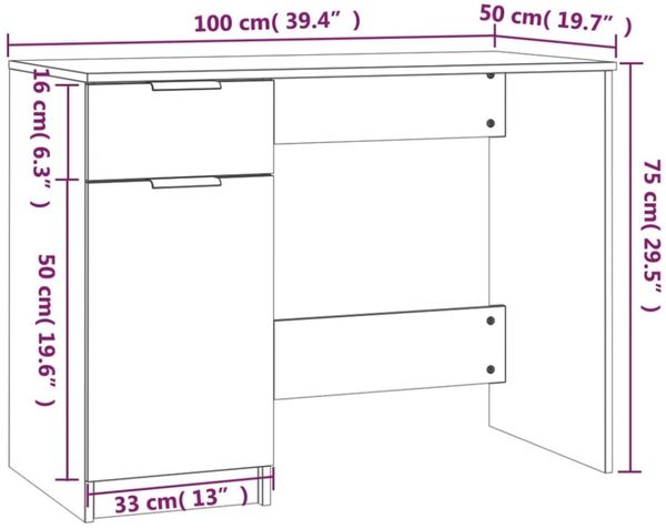 Schreibtisch Holzwerkstoff, Räuchereiche, 100 x 50 x 75 cm Bild 9