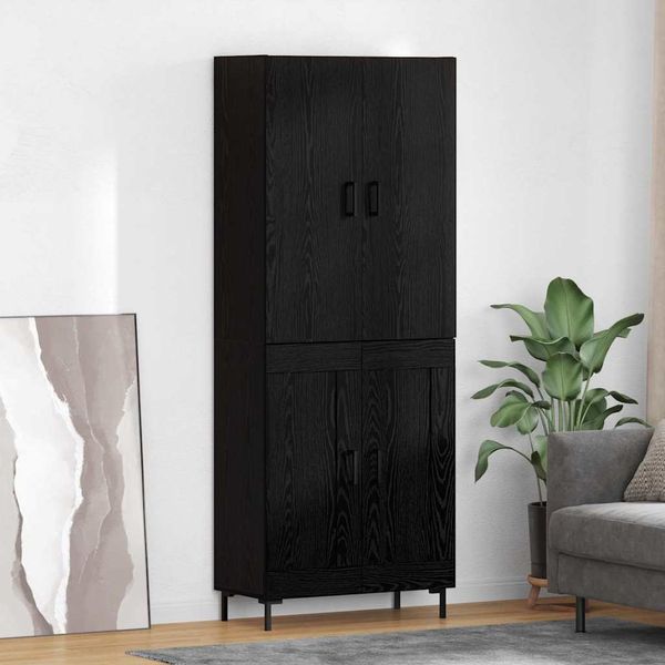 vidaXL Highboard Schwarz Eichen-Optik 69,5 x 34 x 180 cm Holzwerkstoff 3416090