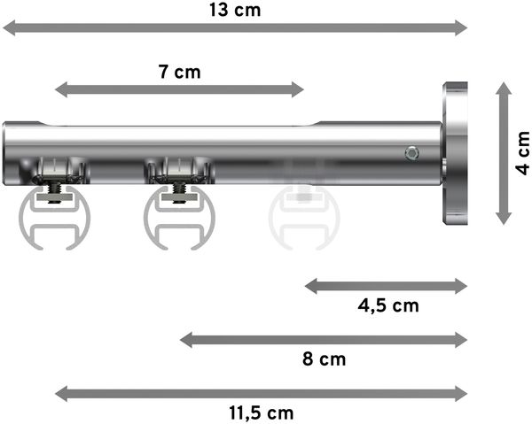 Innenlauf-Gardinenstangen-Set Siteno Mavell 100 cm, 2-läufig, 20 mm Ø Chrom Bild 2