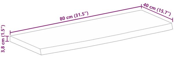 vidaXL Tischplatte mit Baumkante 80x40x3,8 cm Massivholz Mango 370586 Bild 9