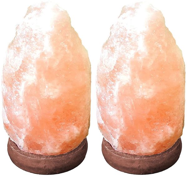 2er Set LED Tischleuchte, Salzkristall, naturfarben, H 11,4 cm
