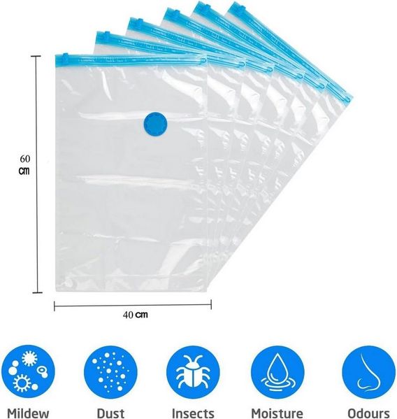 Refined Living Vakuumbehälter Vakuumbeutel 6 Stück – Aufbewahrungsbeutel für Kleidung & Bettwäsche, Kunststoff, (Vakuumbeutel Aufbewahrung, Staubsauger Beutel Kleidung, Luftdichte Aufbewahrung Tasche, Vakuum-Kleiderbeutel Stauraum, Vakuumbeutel Set, Ko...