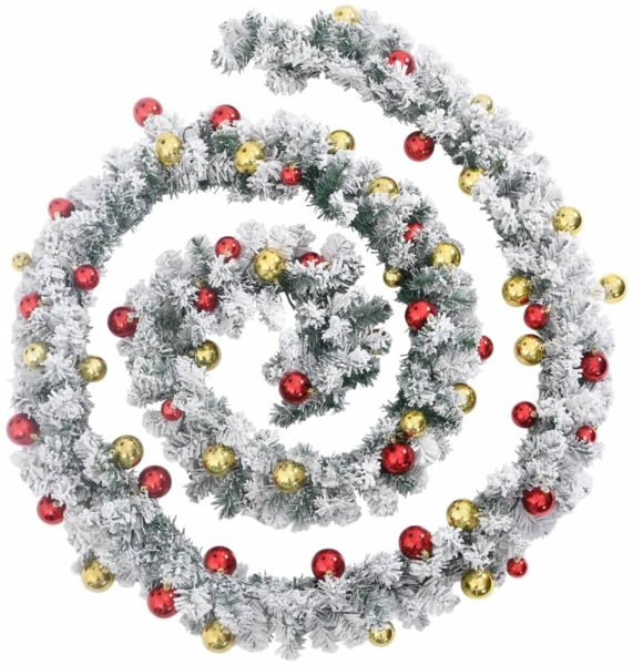 vidaXL Weihnachtsgirlande mit Kugeln und LED-Leuchten Grün 5 m PVC 4019672
