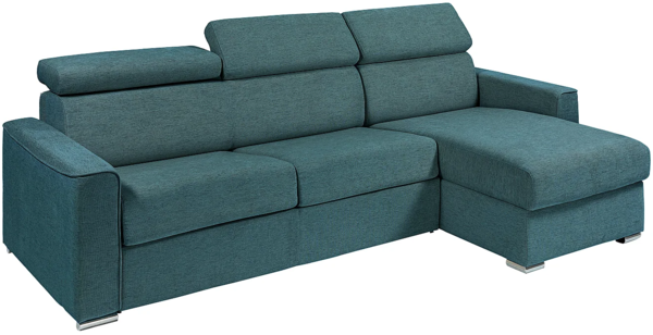 Vente-unique - Ecksofa mit Matratze - Ecke wechselbar - Stoff - Blau - Liegefläche 140 cm - Matratze 14 cm - VIZIR Bild 4