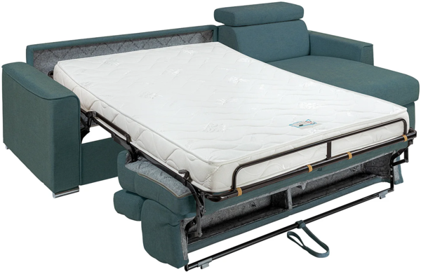 Vente-unique - Ecksofa mit Matratze - Ecke wechselbar - Stoff - Blau - Liegefläche 140 cm - Matratze 14 cm - VIZIR Bild 5