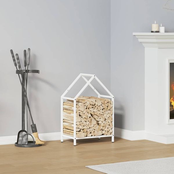 vidaXL Brennholzregal Weiß 40x25x60 cm Kaltgewalzter Stahl 864292