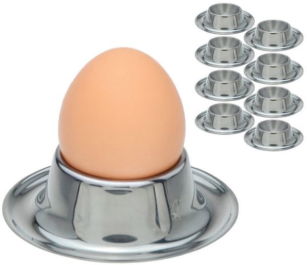 Koopman Eierbecher Edelstahl Rund 8er Set, (Set, 8-tlg, 8 Eierbecher), Set, Flach, Ø8cm, Lebensmittelecht, Spülmaschinengeeignet
