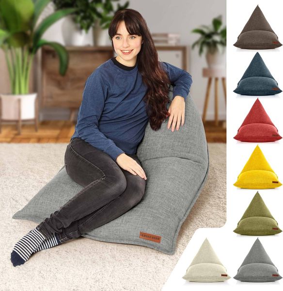 Green Bean® Sitzsack "Triangle" 150x100x100cm mit 220 Liter EPS-Perlen Füllung - Kuschelig Weich Waschbar - Grau Bild 3
