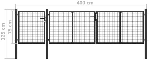 vidaXL Gartentor aus Stahl 400 x 75 cm Anthrazit 144328 Bild 5