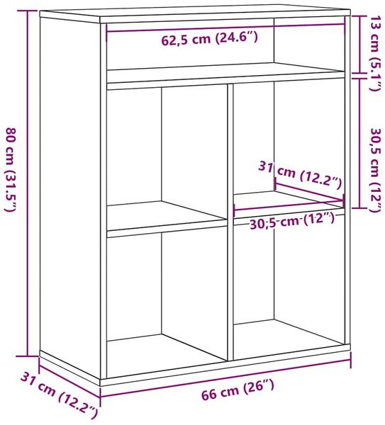 vidaXL Bücherregal Weiß 66x31x80 cm Holzwerkstoff 860292 Bild 9