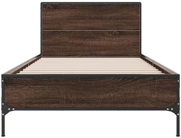 vidaXL Bettgestell Braun Eichen-Optik 90x200 cm Holzwerkstoff Metall 845521 Bild 4