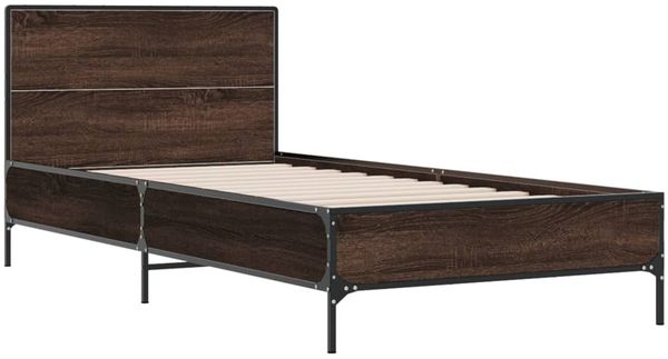 vidaXL Bettgestell Braun Eichen-Optik 90x200 cm Holzwerkstoff Metall 845521 Bild 3