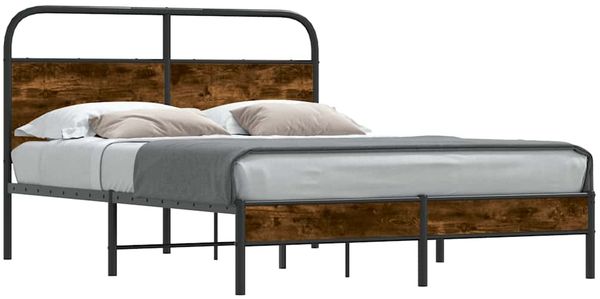 Einzelbettgestell Design für Erwachsene ohne Matratze 120x190 cm Räuchereiche Holzwerkstoff d3856e