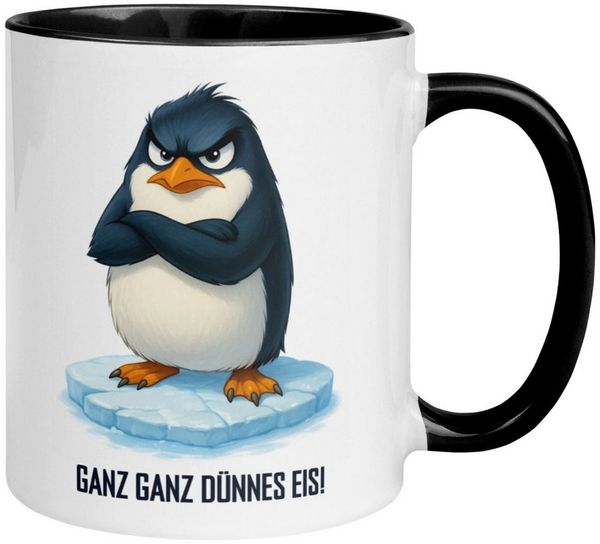 Momentals Tasse Pinguin – Ganz ganz dünnes Eis – lustiger Geschenk Becher Morgenmuffel, Gratis Versand · Links-&Rechtshänder · Spülmaschinenfest