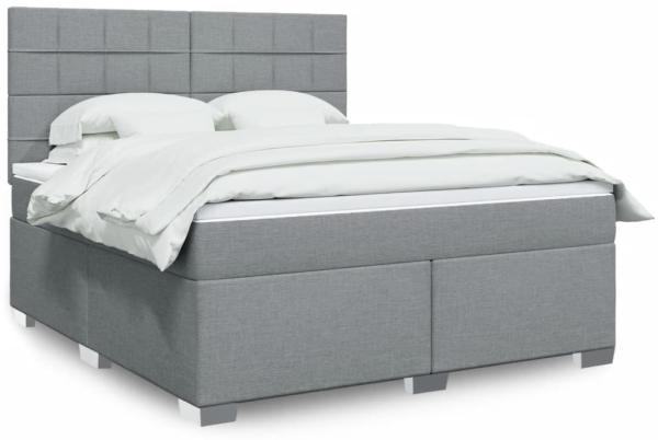 vidaXL Boxspringbett mit Matratze Hellgrau 180x200 cm Stoff 3292867