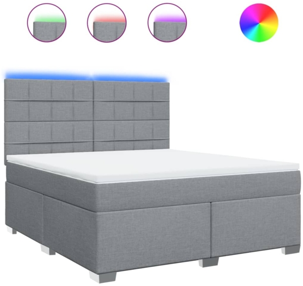vidaXL Boxspringbett mit Matratze Hellgrau 180x200 cm Stoff 3292867