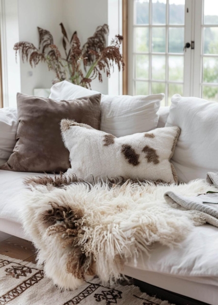 Lammfell Tibet Braun/Weiß Größe: 90-100