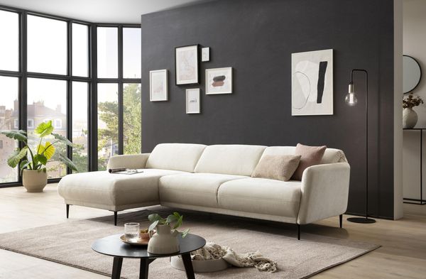 DOMO. collection Ecksofa Ambo, L-Form, verstellbare Rückenlehne, Longchair Links, Garnitur, 269 x 156 x 73 cm (BxTxH), Creme