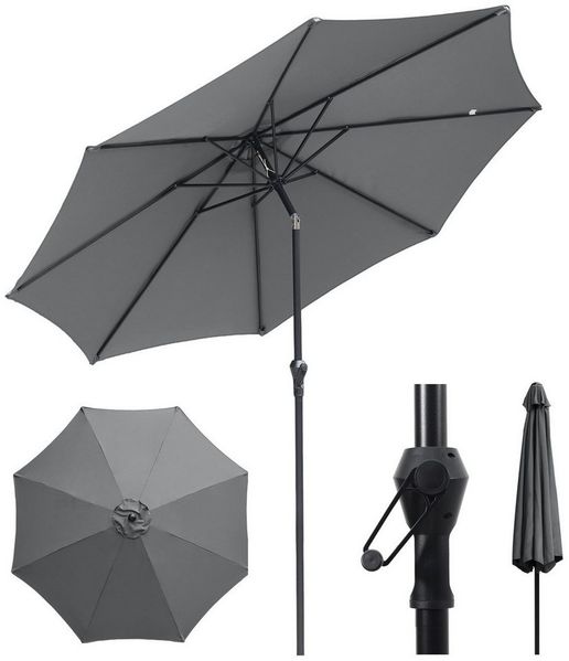 Sekey Sonnenschirm ø 200/270/300 cm Gartenschirm Rund, Marktschirm Knickbar, mit Kurbel, LxB: 300x300 cm, sonnenschirm 300cm, Neigungswinkel, für Balkon Garten, UV 50+