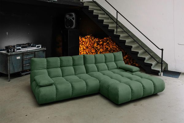 KAWOLA Sofa VIVIEN Ecksofa Velvet smaragd Longchair rechts 85 x 178 x 290 cm