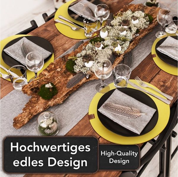 Loco Bird Platzset Tischset aus Filz, 6er Set Rechteckig, 38 cm Telleruntersetzer, (Tischset), abwischbare Tischuntersetzer Platzdeckchen