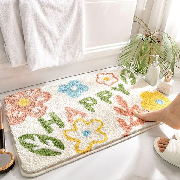 ABC Rutschfester Badteppich aus weicher Mikrofaser, geeignet für Badezimmer, Küchen, Schlafzimmer und Türen (50 x 80 cm)