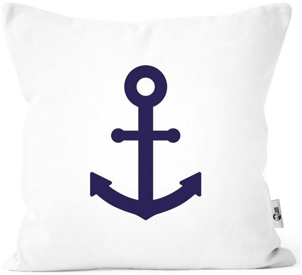 MoonWorks Dekokissen Kissenbezug Anker Aufdruck maritimes Motiv Geschenk für Nordlichter Kissenhülle Dekokissen Moonworks®