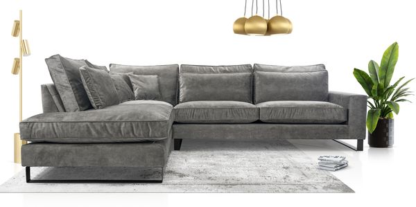 AX LIVING Couch hellgrau Castellio Wohnlandschaft L Form 314 cm L