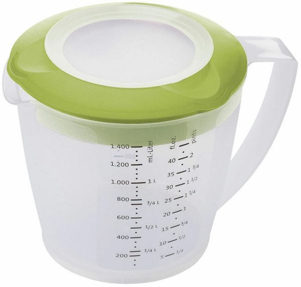 WESTMARK Rührschüssel mit Spritzschutz, Deckel und Ausgießer, Kunststoff, Füllvolumen: 1,4, PP