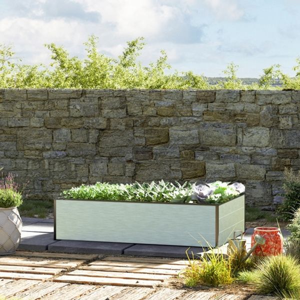 GFP HALFSIZE Aluminium Hochbeet - Platzsparendes & Stabiles Gartenbeet in Aluminium eloxiert - 150 x 99 x 39 cm - Ideales halbhohes Modell für Familien-Gartenspaß