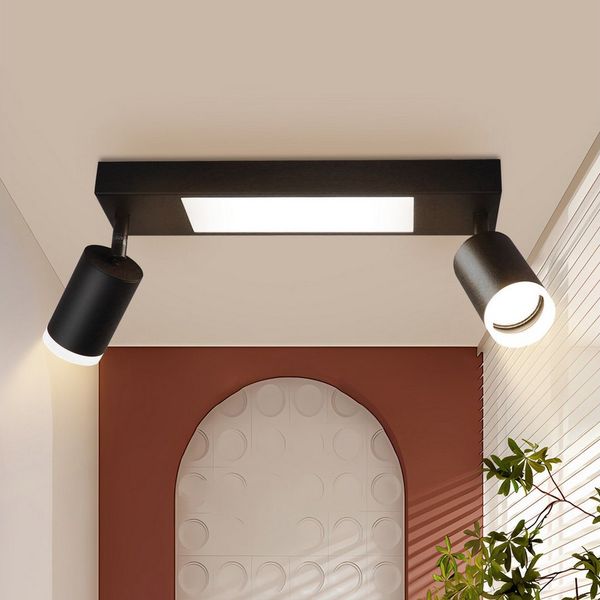 Nettlife Deckenstrahler 1/2/3/4 Flammig GU10 Modern Schwarze Deckenlampe Schwenkbar 350°, LED wechselbar, Warmweiß, Schwenkbar Flurlampe Metall für Schlafzimmer Küche Büro