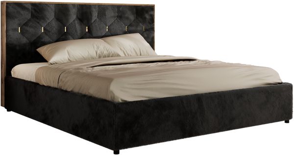 Polsterbett mit Bettkasten LARINO CLASSIC 140 x 200 cm Lattenrost und Gasdruckfedern, stabiles Bettgestell, modernes Design - Schwarz Plüsch Bild 5