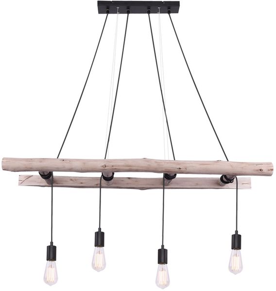 Hängeleuchte, Holz, Leiter natur, Kabel schwarz, L 115 cm