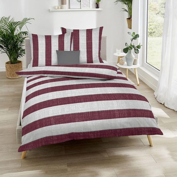 Traumschlaf Mako-Satin Bettwäsche College|200x220 cm + 2x 80x80 cm| rubin