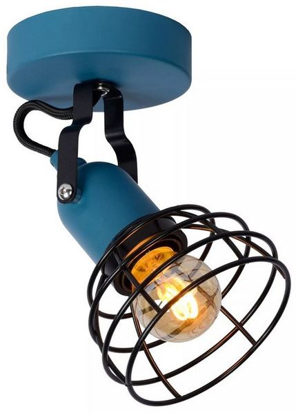 Licht-Erlebnisse Deckenstrahler FIVON, ohne Leuchtmittel, Blau Metall schwenkbar E27 B:10,5 cm Kinderzimmer Jungen Mädchen