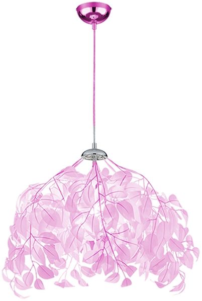 RGB LED Pendelleuchte, Blätter-Design, Chrom, H 150 cm