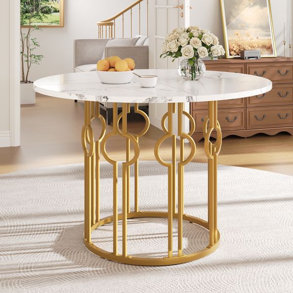 Rundertischer Esstisch 100x100 cm MDF Tischplatte Metallbeine verstellbar stabil Esszimmer Wohnzimmer Büro