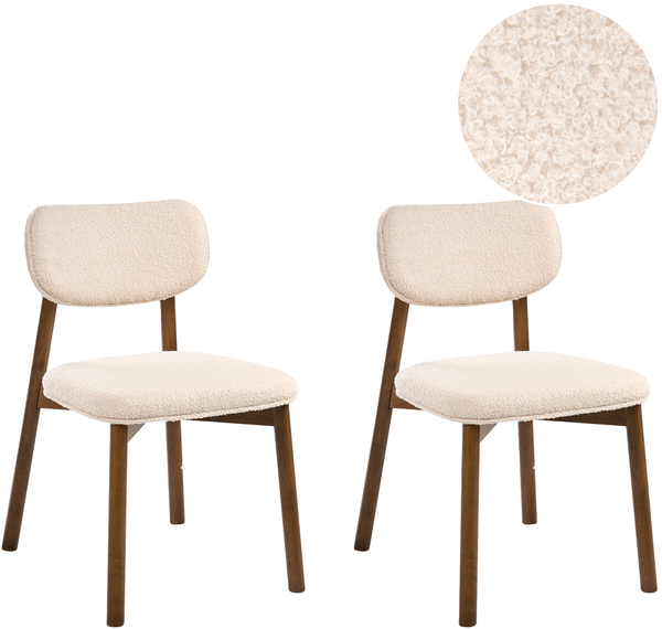 Esszimmerstuhl 2er Set MILLS Bouclé Braun Hellbeige