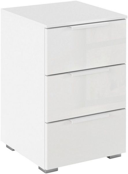 rauch Nachtkommode Nachttisch Nachtkonsole Nachtschrank KOLUNA mit Glasfront (Breite 40 cm), mit 3 geräumigen Schubladen für viel Stauraum MADE IN GERMANY