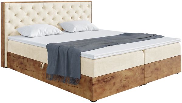 MEBLINI Boxspringbett LOFTY 3 160x220 cm mit Bettkasten - H3/Beige Samt Polsterbett - Doppelbett mit Topper & Taschenfederkern-Matratze Bild 2