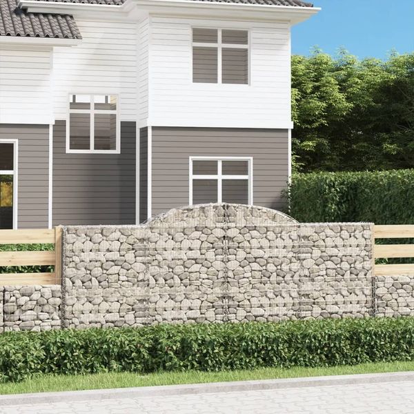 vidaXL Gabione mit Hochbogen 300x30x120/140 cm Verzinktes Eisen 153506