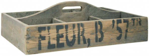 Ib Laursen - Holzkorb Holzkiste 6 Fächer Henkel Schrift 5255-14 Korb Kiste Holz