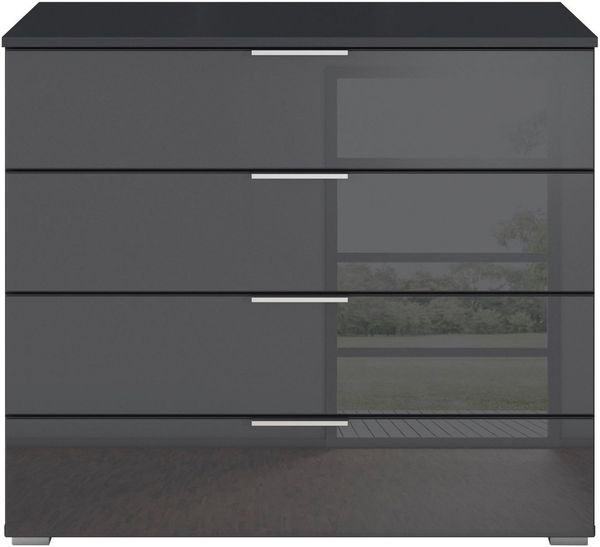OTTO home Schubkastenkommode Sideboard Schubladenkommode Schubladenkommode AGORDO mit Glasfront (in zwei Griff-Farben, Breite 80 cm), vier große und geräumige Schubladen mit viel Stauraum MADE IN GERMANY