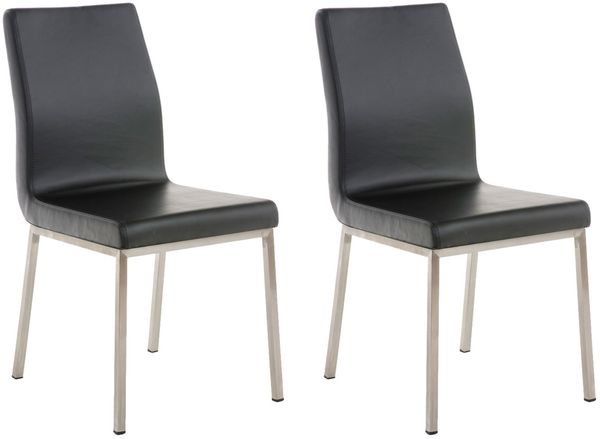 CLP 2er Set Esszimmerstühle Colmar Edelstahlgestell,schwarz