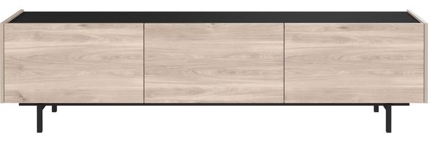 Lowboard >CANTORIA< 3 Klappen, Castello-Eiche-Dekor / Schwarz - 184x48x40cm (BxHxT)