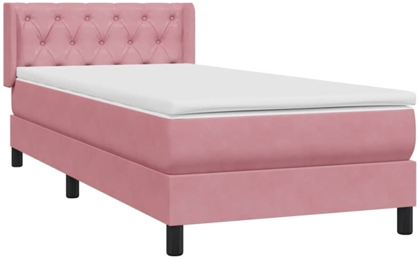 vidaXL Boxspringbett mit Matratze Rosa 80x220 cm Samt 3318392