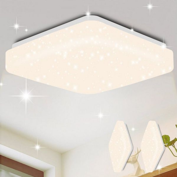 Nettlife LED Deckenleuchte Sternenhimmel Kinderzimmer 15W 21cm 3000K/4000K Weiß Deckenlampe, LED fest integriert, Kinderzimmer Deckenleuchte