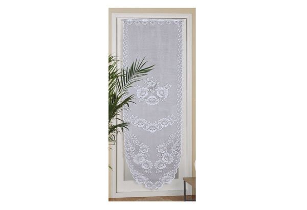 Arsvita Panneaux Blumen Mona mit Stickerei, Schlaufen, transparent, Türpanneaux 180x60cm Stangendurchzug, Voile Kurzgardine Bistrogardine