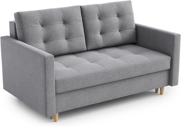 AX LIVING Spaxton 2 Sitzer Sofa Klein 155 cm Grau mit Schlaffunktion