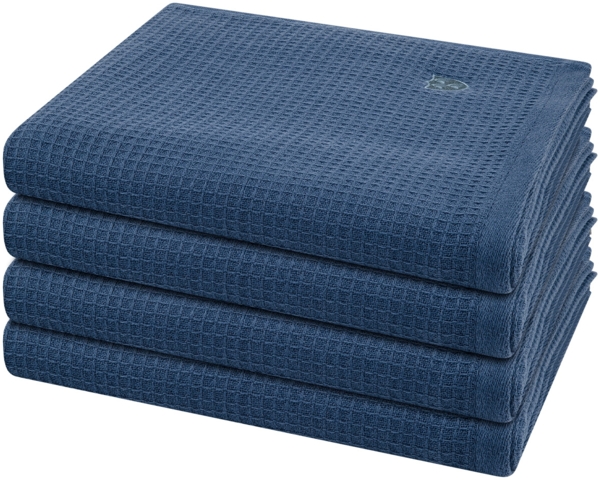 Ross Pique 4 tlg. Frottier-Set - 4 X Handtuch (50 X 100cm) - 520 g/m2 - Nachtblau